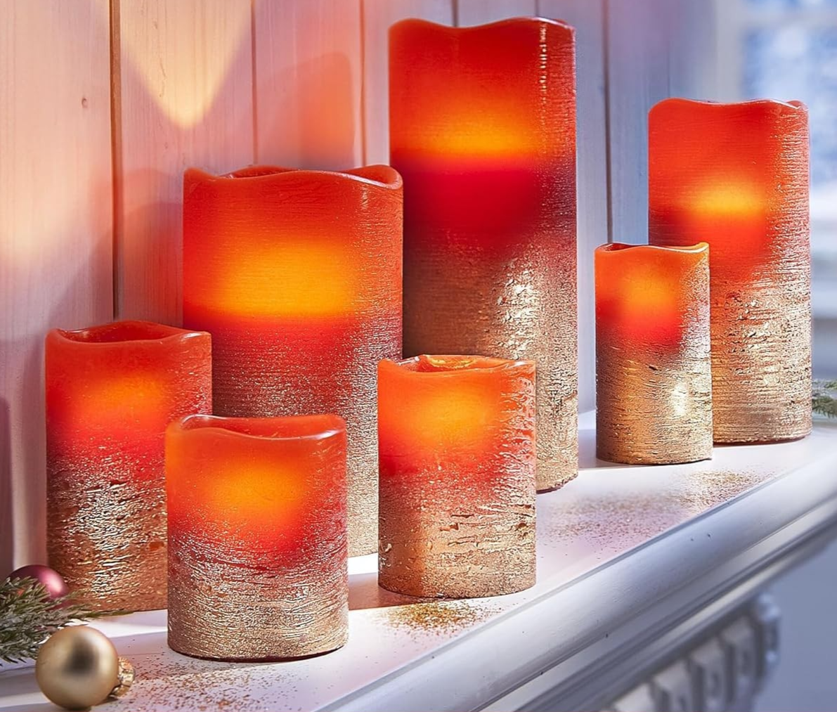 LED-Echtwachskerzen "Glamour", 7er-Set