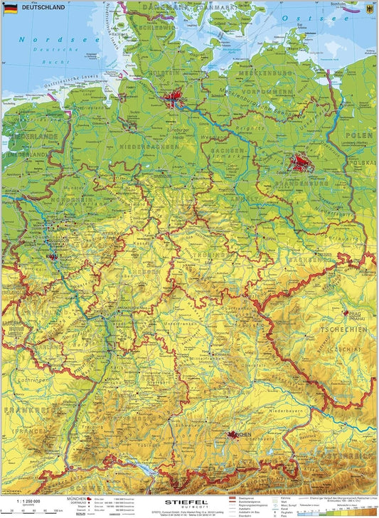 Deutschland physisch zum Pinnen auf Wabenplatte