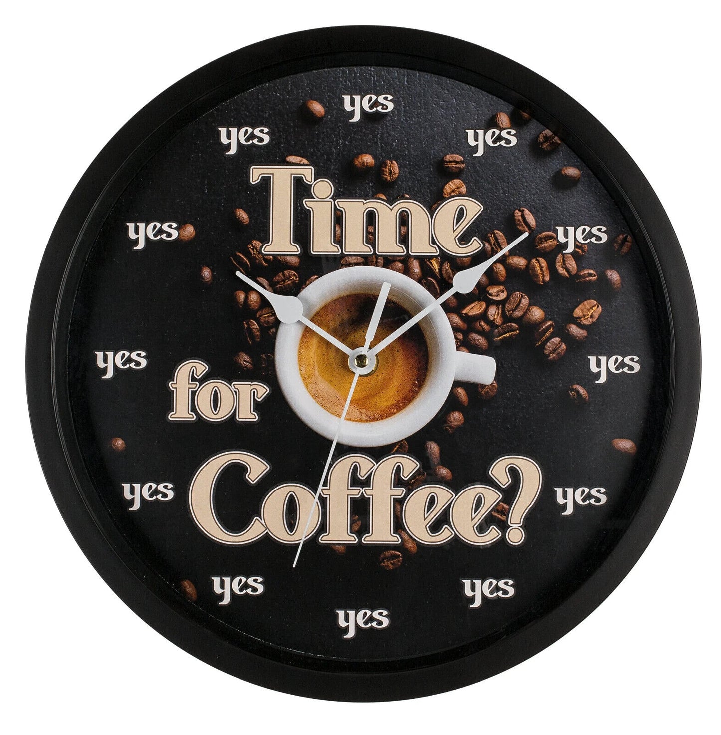 Kaffee Wanduhr Time for Coffee Gag Uhr rund 30,5 cm Bunt Analog