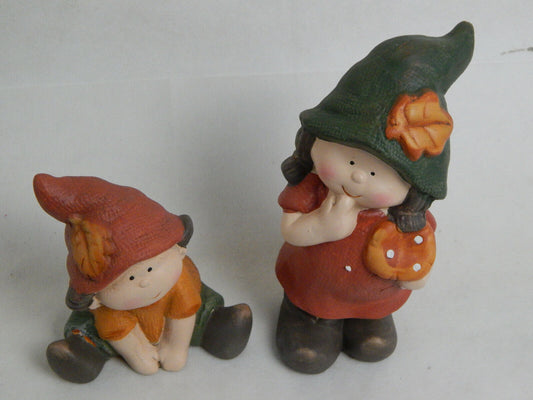 Dekofiguren Herbstkinder "Lea + Anton", 2er-Set