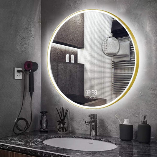 60 cm runder LED-Badezimmerspiegel - Metallrahmen LED-beleuchteter Schminkspiege