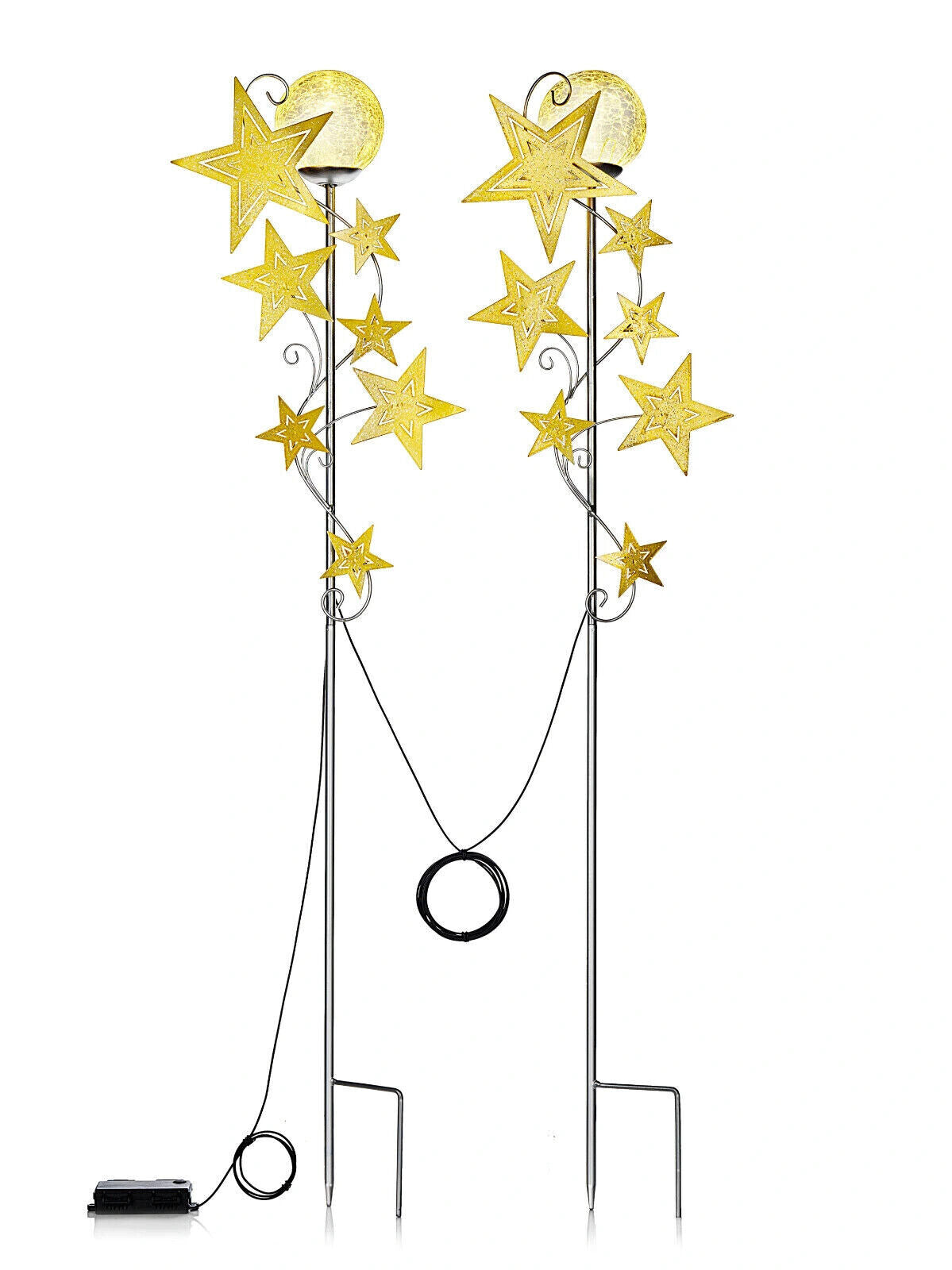 LED-Gartenstecker "Sternenschweif" 2er-Set LED Garten Deko Dekoration aus Metall