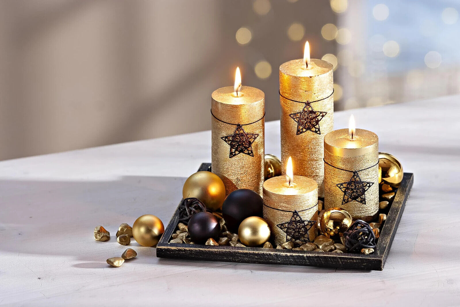 Kerzenset "Golden Christmas"