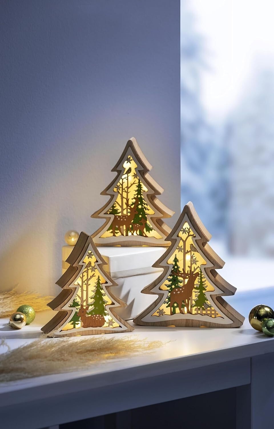 LED-Tannen "Winterwelt" 3er-set