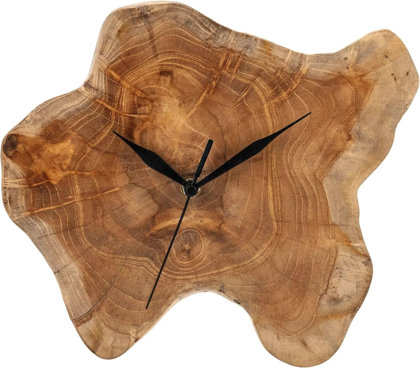 Wanduhr Tekka Teakholz Ø 25 - 30 cm Holzscheibe Unikat Dekoration braun