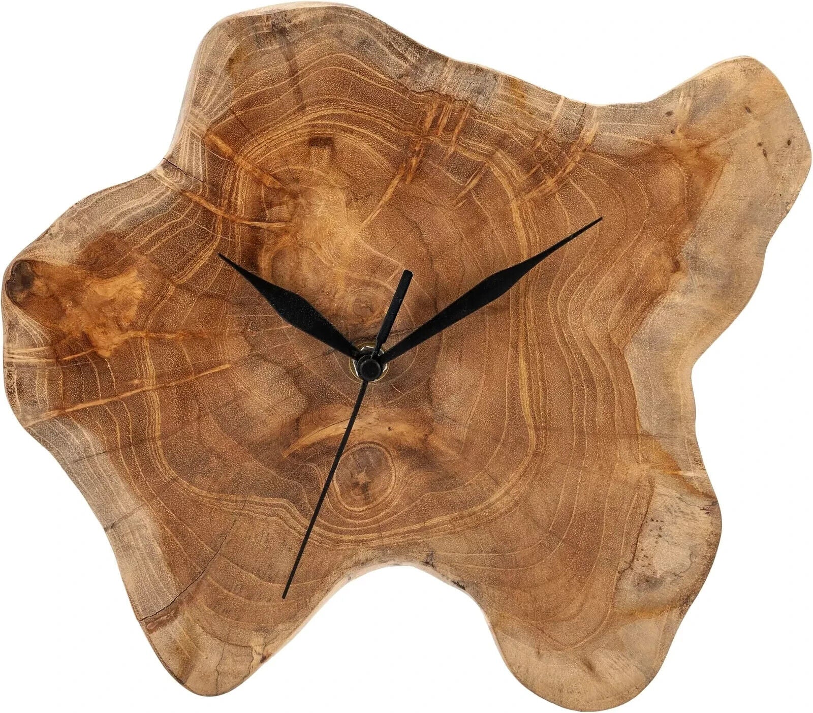 Wanduhr Tekka Teakholz Ø 25 - 30 cm Holzscheibe Unikat Dekoration braun