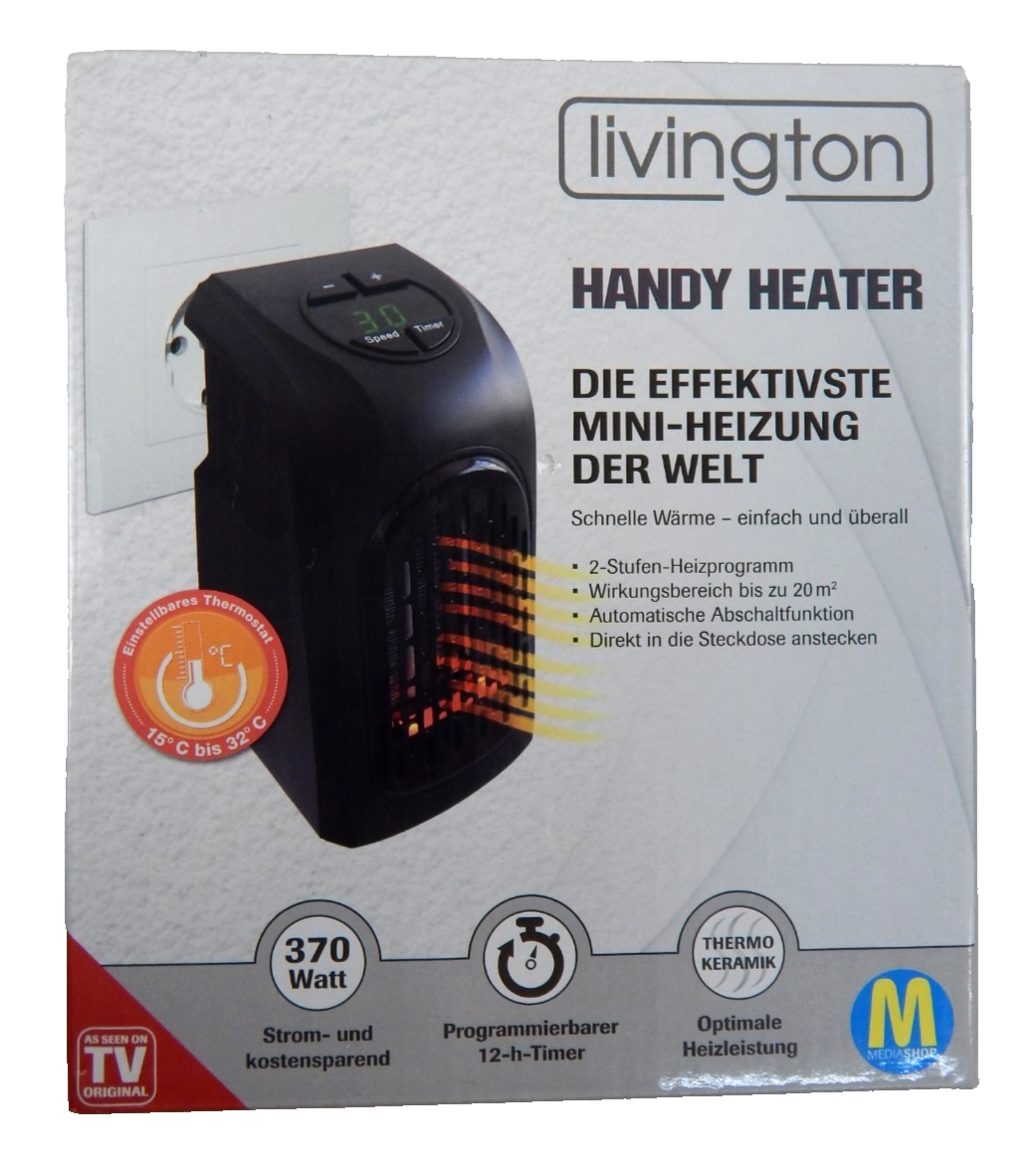 Handy Heater Mini-Heizung Steckdose Heizung Keramik Steckdosenheizung 370 W