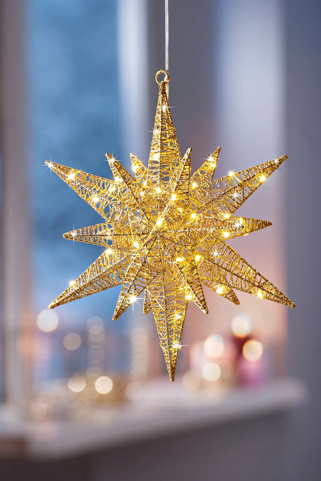 LED-Leuchtstern "Oro", Metall Weihnachtsstern Deko Weihnachten Advent Hängedeko