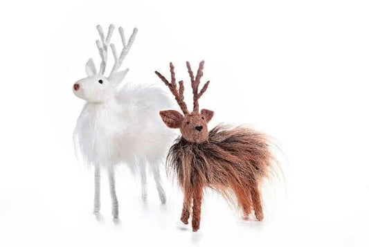 Filz-Hirsche 'White & Brown' 2er-Set