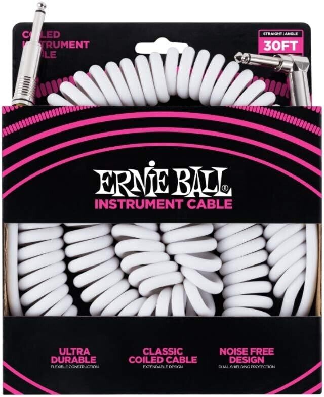 Ernie Ball EB6045 Spiral-Instrumentenkabel 9,14m Klinke/Klinke 6,3mm Monoklinke