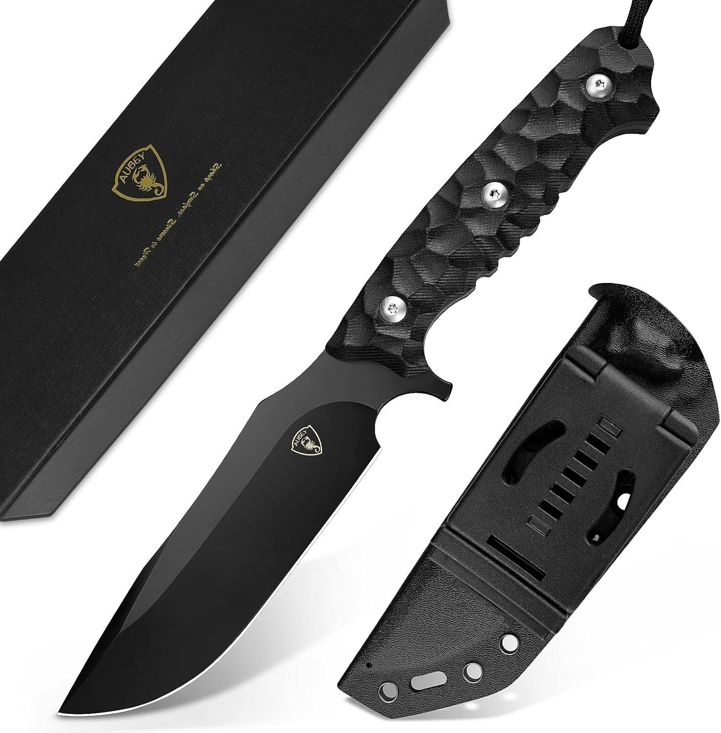 Outdoor-Messer mit Kydex-Scheide, D2-Stahlklinge, G10-Griff - Scharfes Jagdmesse