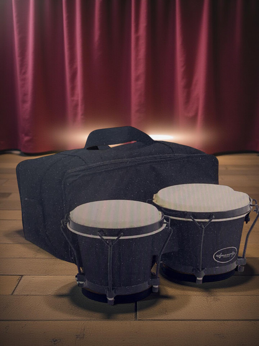 World Rhythm BON7 Bongos 6"" & 7"" Anfänger Eiche Bongo Drums - Matt Black Bongo