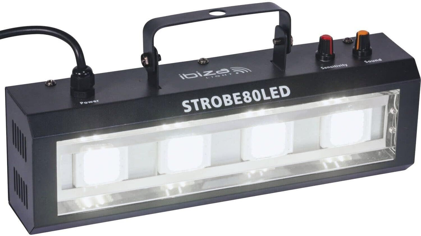 Ibiza - STROBE80LED - 4x20W LED Stroboskoplicht - Schwarz