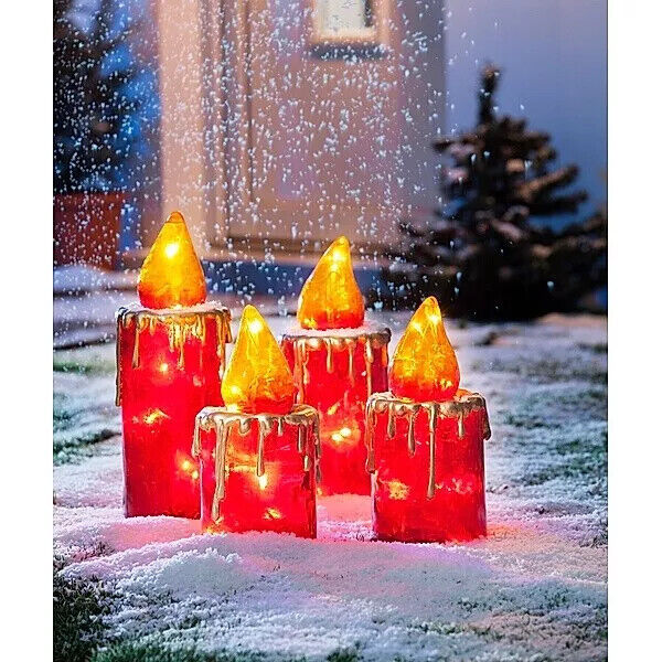 LED-Dekokerzen in Maxigröße, 4-tlg. LED Weihnachtsdeko Advent Dekoration 40cm