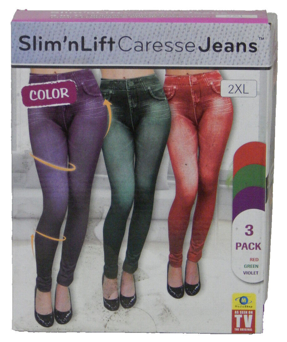 Slim Jeggings 3er Set 2XL 48-52 Damen Jeans Jeansoptik Stretch Leggings Hose