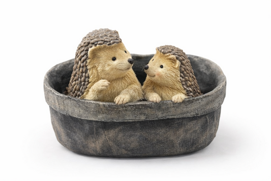 Pflanztopf Igel Mama mit Kind grau Deko Blumentopf Garten Figur