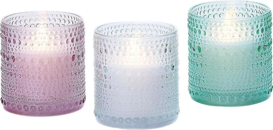 LED Kerzen Orient Echtwachskerzen Bubble Gläser 3er-Set 8 cm Mehrfarbig