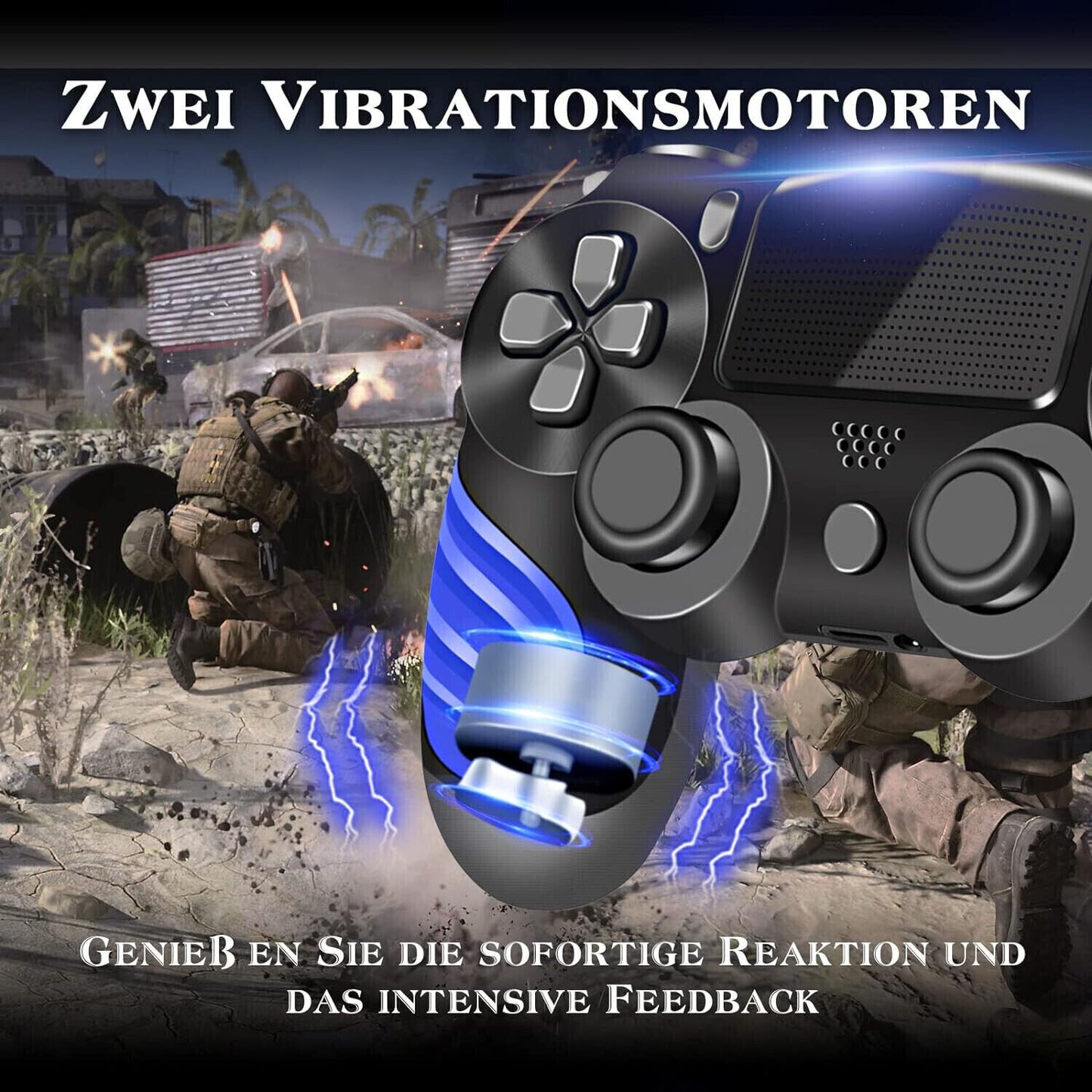 Roseason kompatibel mit Playstation 4 /Slim/Pro/PC, mit Akku Controller Schwarz