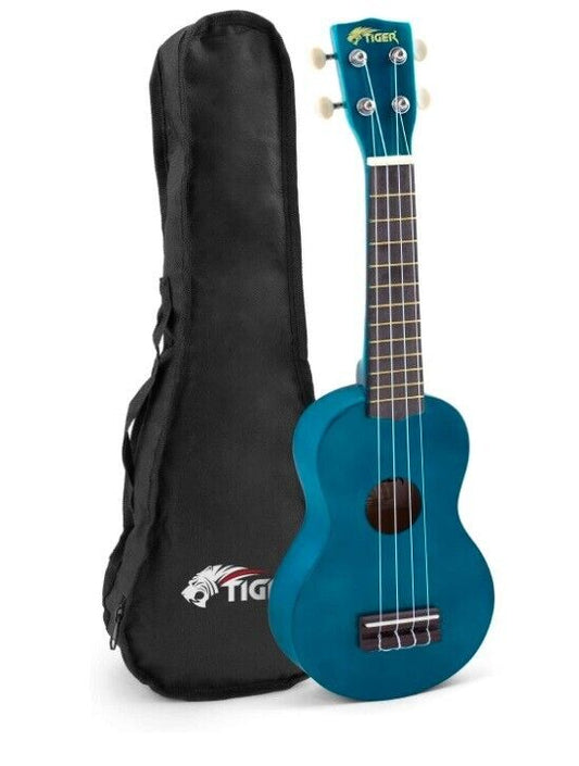 SOPRAN UKULELE UKE BLAU SATIN + TASCHE +  3xPIKS