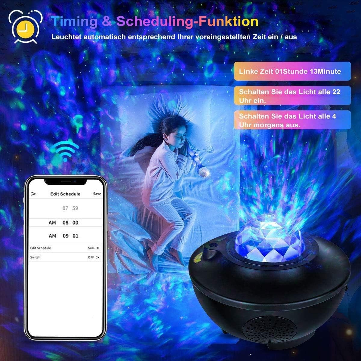 LED Sternenhimmel Projektor WLAN Galaxy Nachtlicht Bluetooth Musikplayer