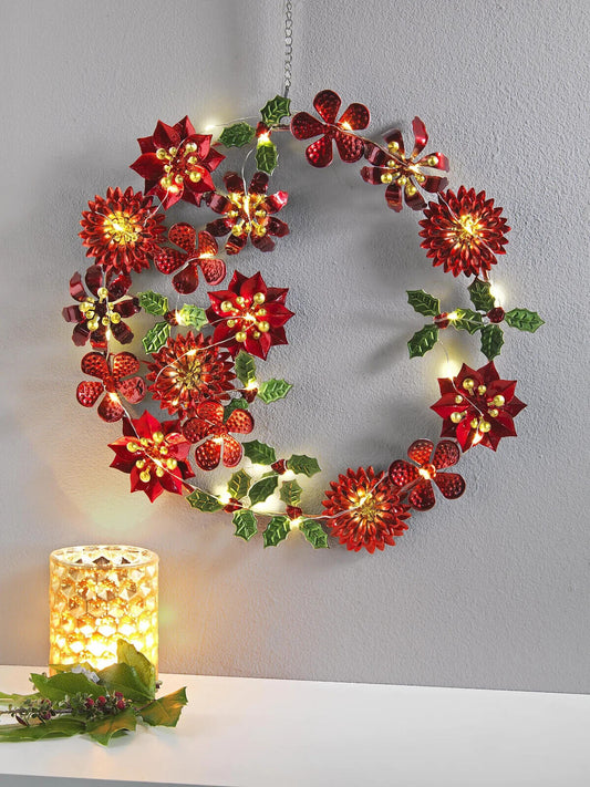 LED-Dekokranz "Winter Flowers" 30 LEDs