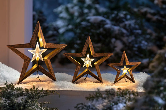 LED-Deko "Shiny Star" 3er-Set LED Garten Deko Wohnungsdeko Dekoration Sterne