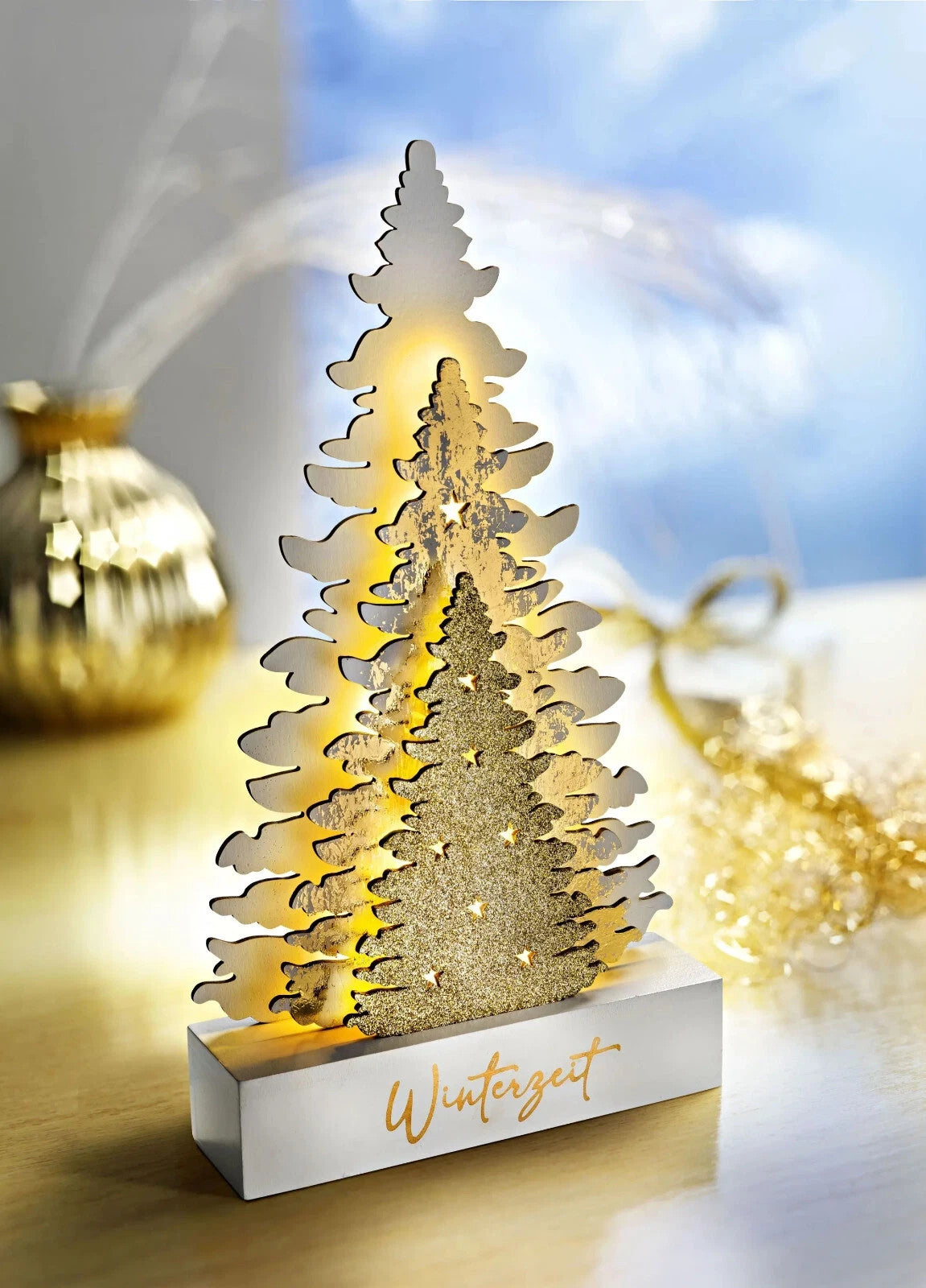 LED-Tanne "Wintergold", 30cm