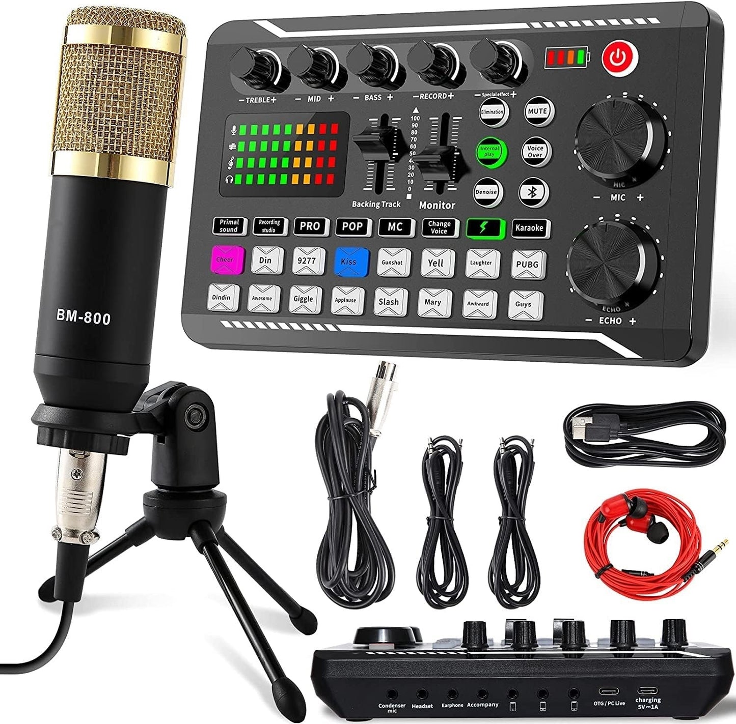 Podcast Mikrofon Set, USB Nieren Kondensator Mikrofon, Audio Mixer Set mit Sound