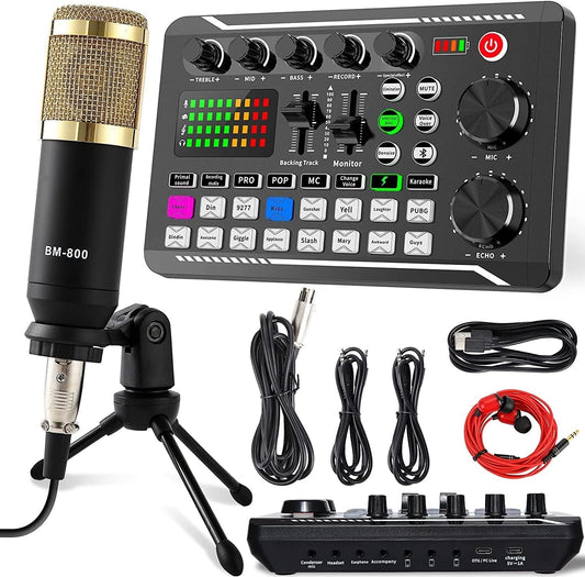 Podcast Mikrofon Set, USB Nieren Kondensator Mikrofon, Audio Mixer Set mit Sound