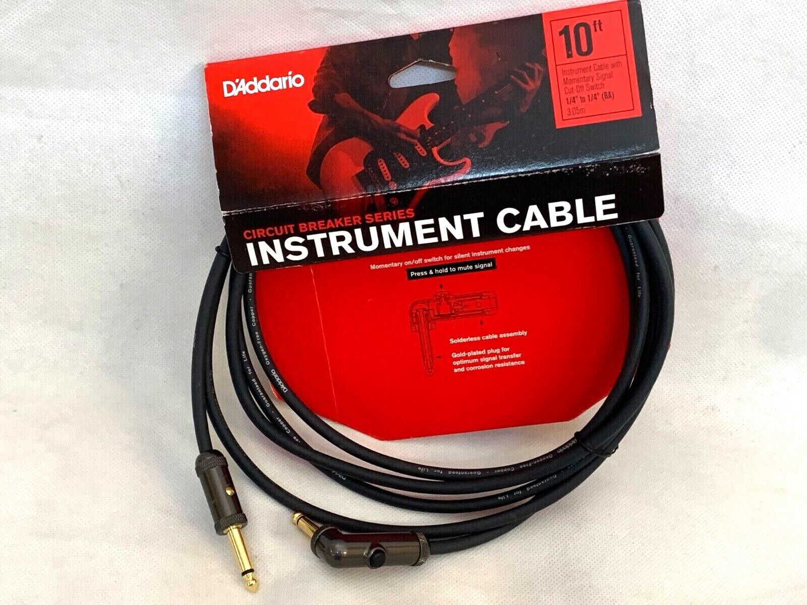 Planet Waves Leistungsschalter-Instrumentenkabel, rechtwinklig, 10 Fuß