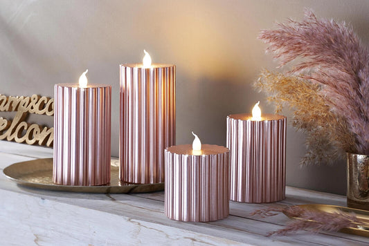LED-Echtwachskerzen "Shiny Rose" 4er-Set