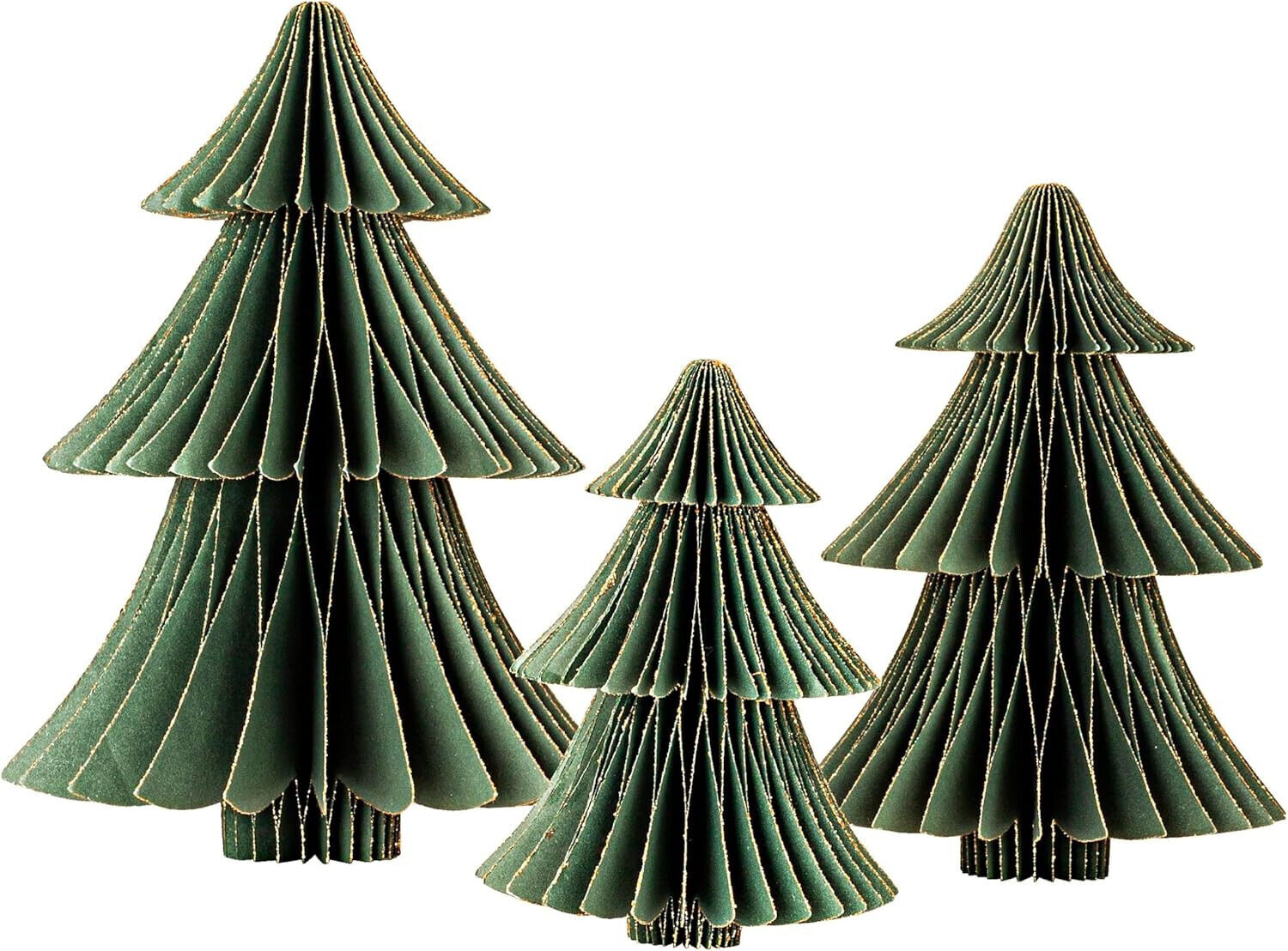 Deko-Tannen aus Papier, Grün, 3er-Set Papier Dekoration Advent Weihnachten Deko