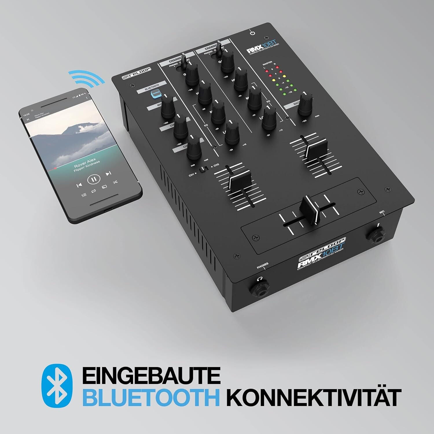 Reloop RMX-10 BT 2-Kanal Bluetooth DJ-Mixer mit eingebauter Bluetooth Schwarz