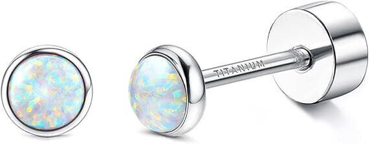 JeryWe G23 Titan Opal Ohrstecker für Damen Mädchen Implantat Grade Opal 3mm