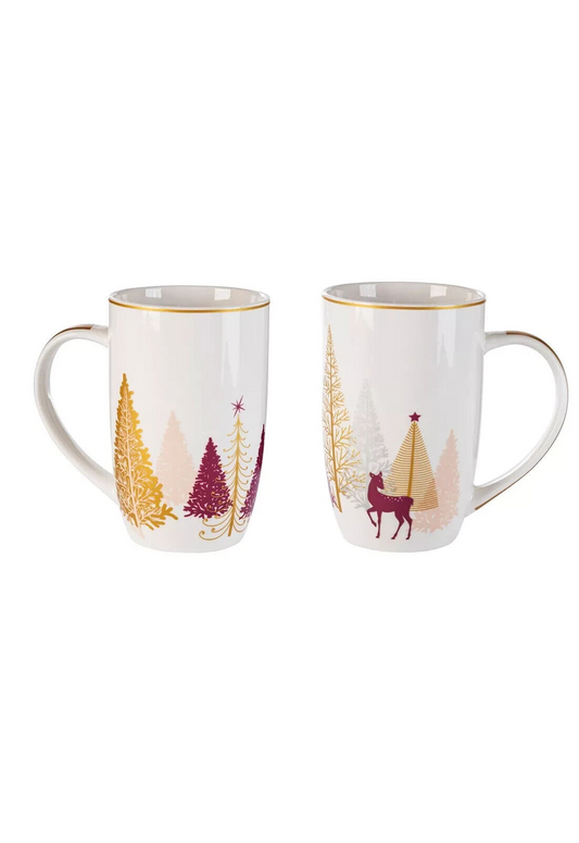 Tassen 2er Set Kaffeetassen für 480ml Zauberwald Henkelbecher Porzellan