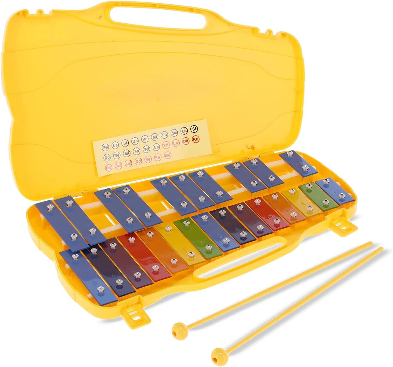 Glockenspiel im gelben Kunststoffkoffer