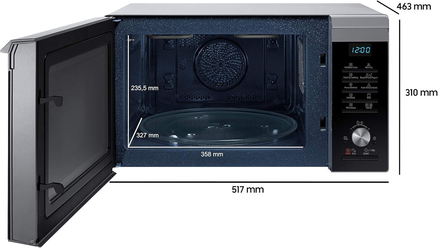 Samsung MC2BM6035CS/EG Kombi-Mikrowelle mit Grill und Heißluft, 900 W, 28 Liter