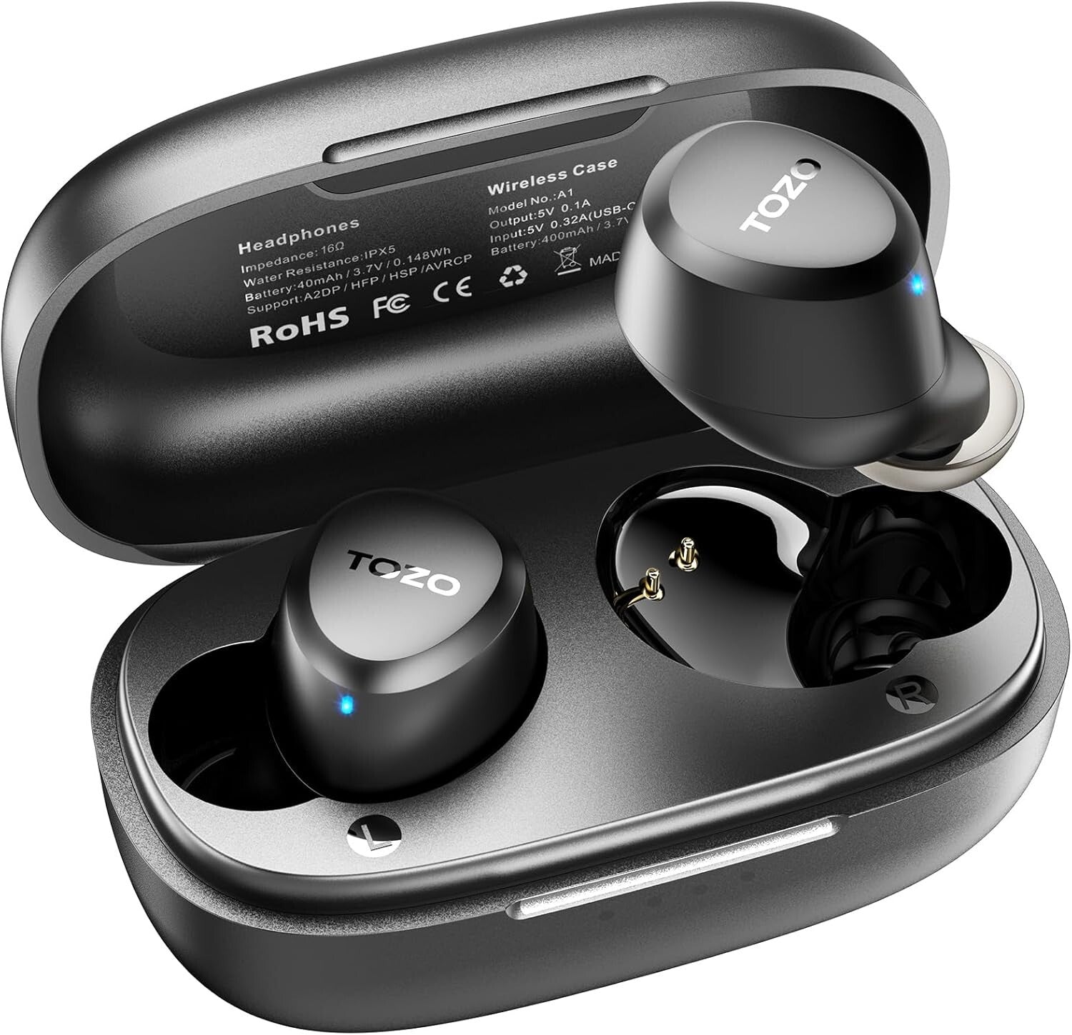 TOZO A1 Mini Bluetooth Headphones 5.3 Headphones Wireless Bluetooth, In-Ear Blue