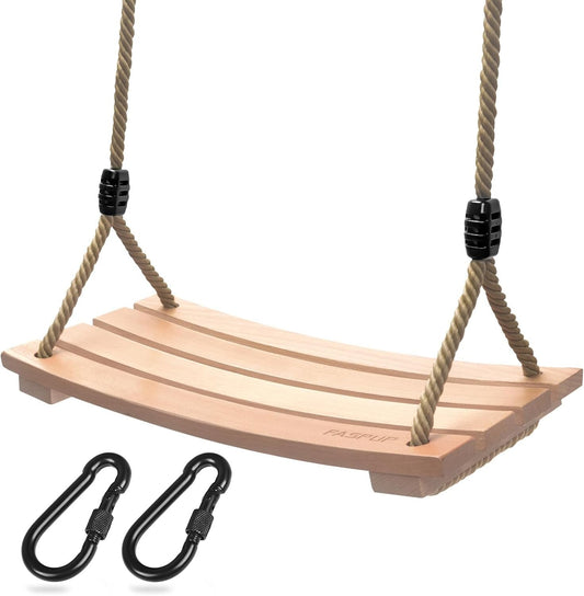 Holzschaukel Outdoor für Erwachsene Kinder, Schaukelsitz Holz mit verstellbarem