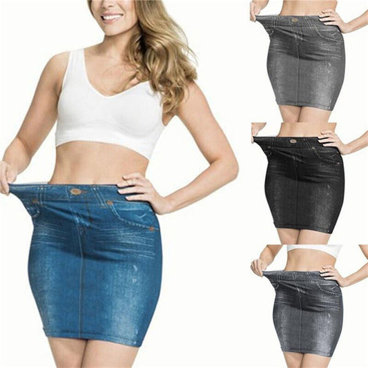 Slim Jeggings Rock L-XL 42-46 Damen Rock in Jeansoptik Stretch Leggings Rock