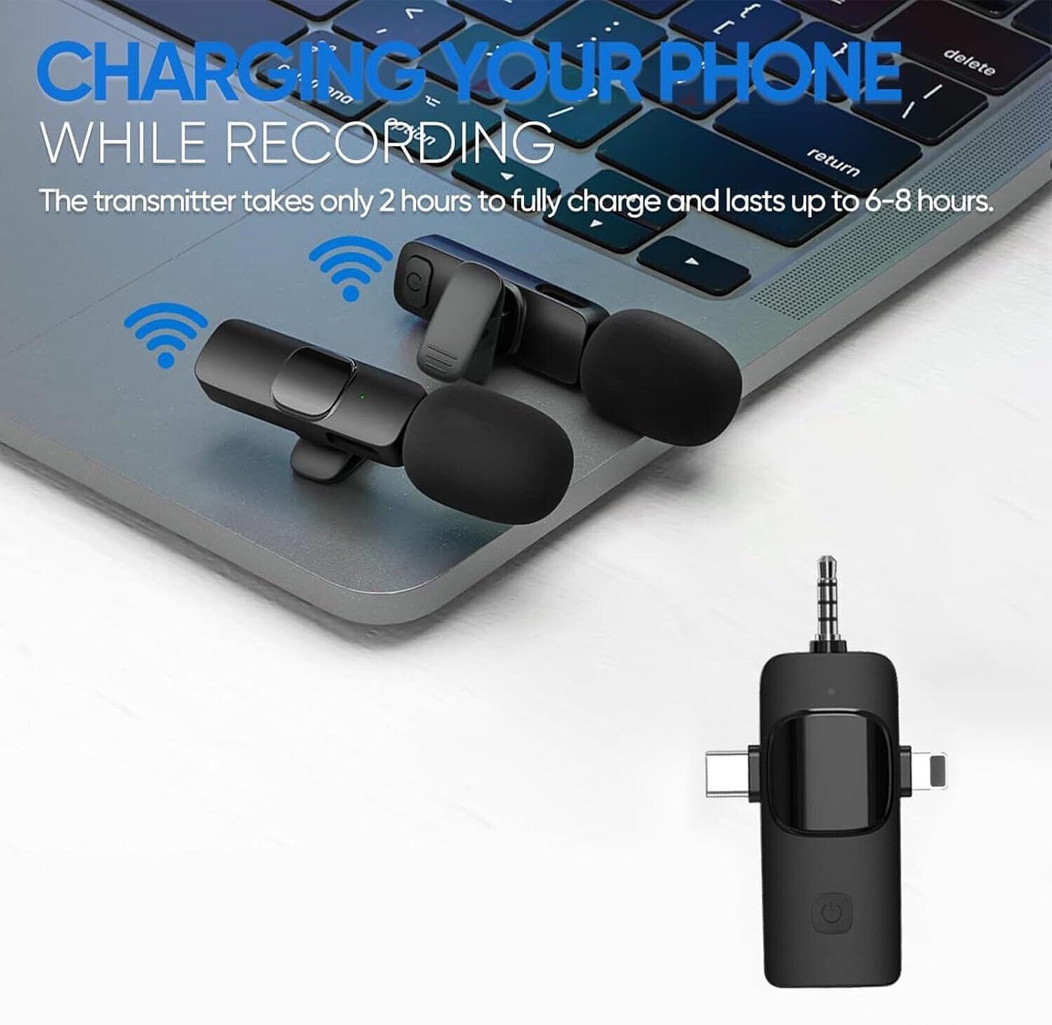 3-in-1 Wireless Halskette Clip Microphone Clip-on Mikrophon Mikrofon Transmitter