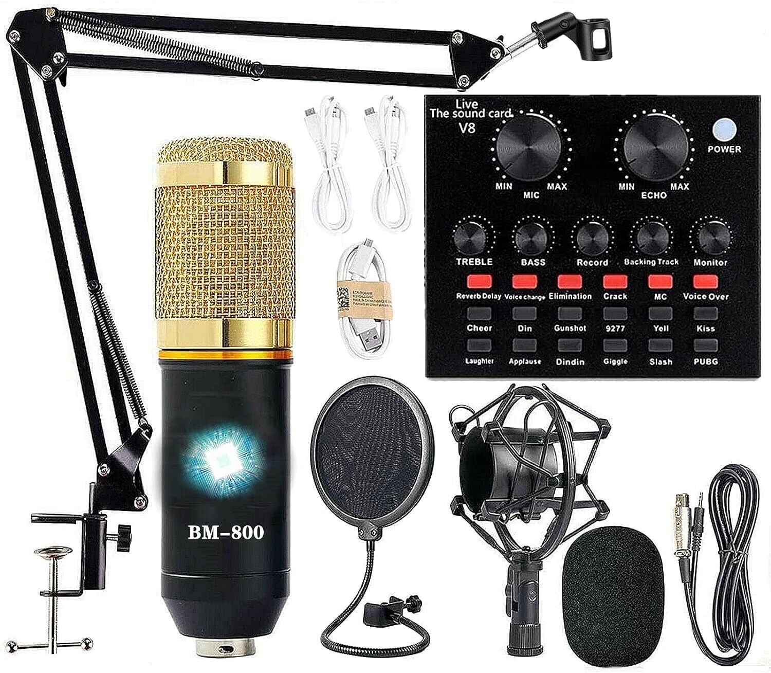Podcast Equipment Bundle BM-800 Aufnahmestudio Paket mit Sprachwechsler