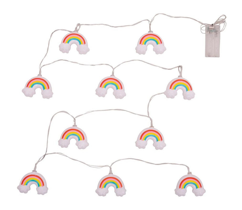 LED Lichterkette Rainbow 10 LEDs - Lichterkette Batterie Deko mit Timer