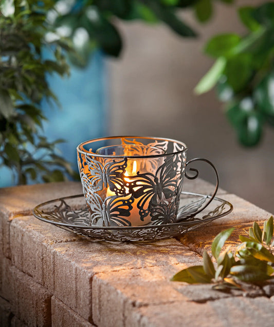 Windlicht "Tasse Farfalla" Deko Wohnungsdeko Dekoration aus Metall