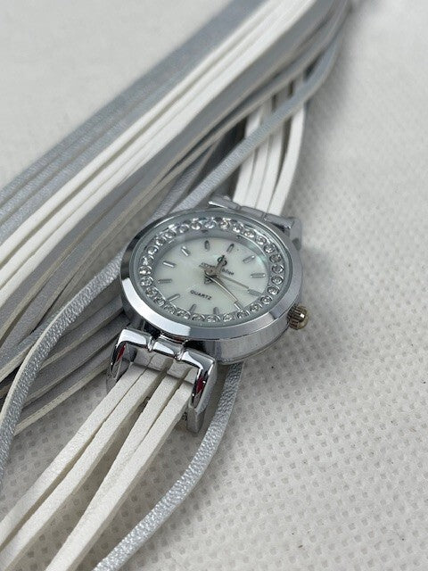 Crystal blue Fashion for fun Damenarmbanduhr (WEIß)