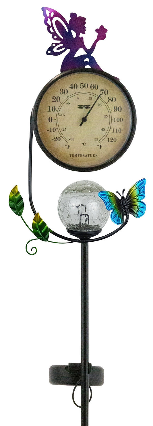 Solar-Gartenstecker Thermometer LED Solarleuchte Gartendeko Solar-Leuchte Lampe