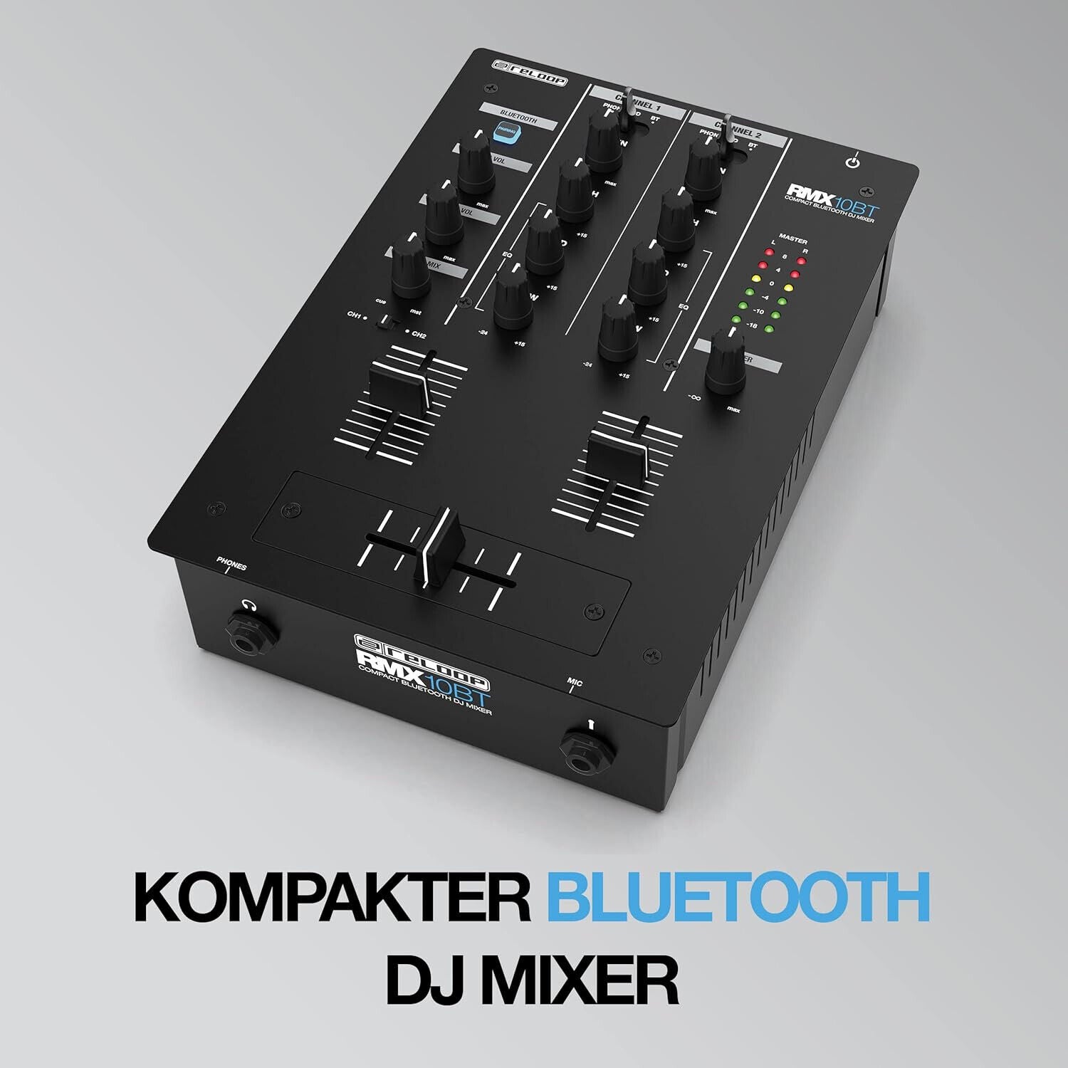 Reloop RMX-10 BT 2-Kanal Bluetooth DJ-Mixer mit eingebauter Bluetooth Schwarz