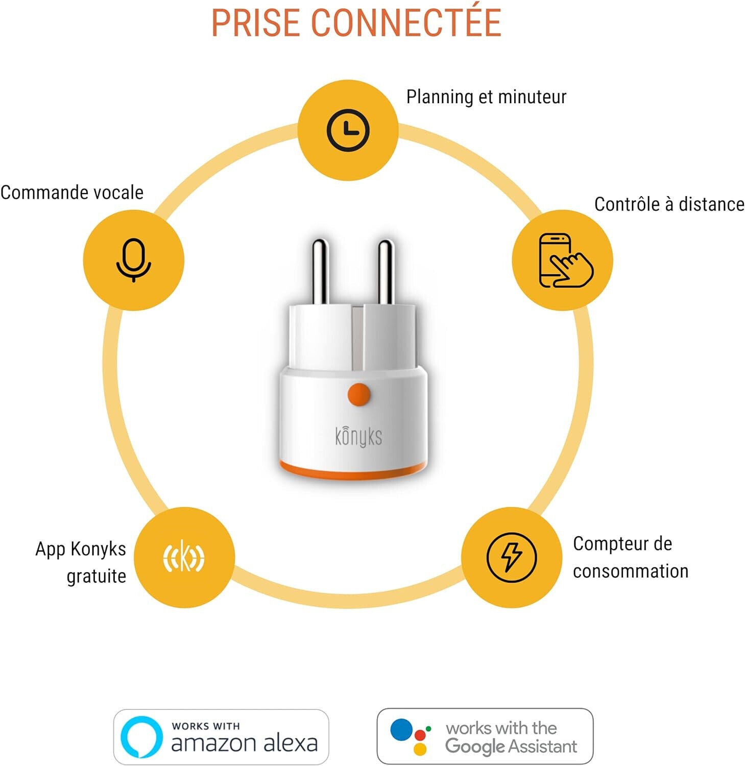 Konyks Priska Max Easy | WLAN-fähige Bluetooth Steckdose mit Stromverbrauchs-Zäh