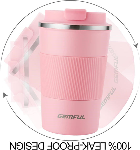 GEMFUL Thermobecher Travel Mug Edelstahl Auslaufsicher Kaffeebecher mit Deckel f