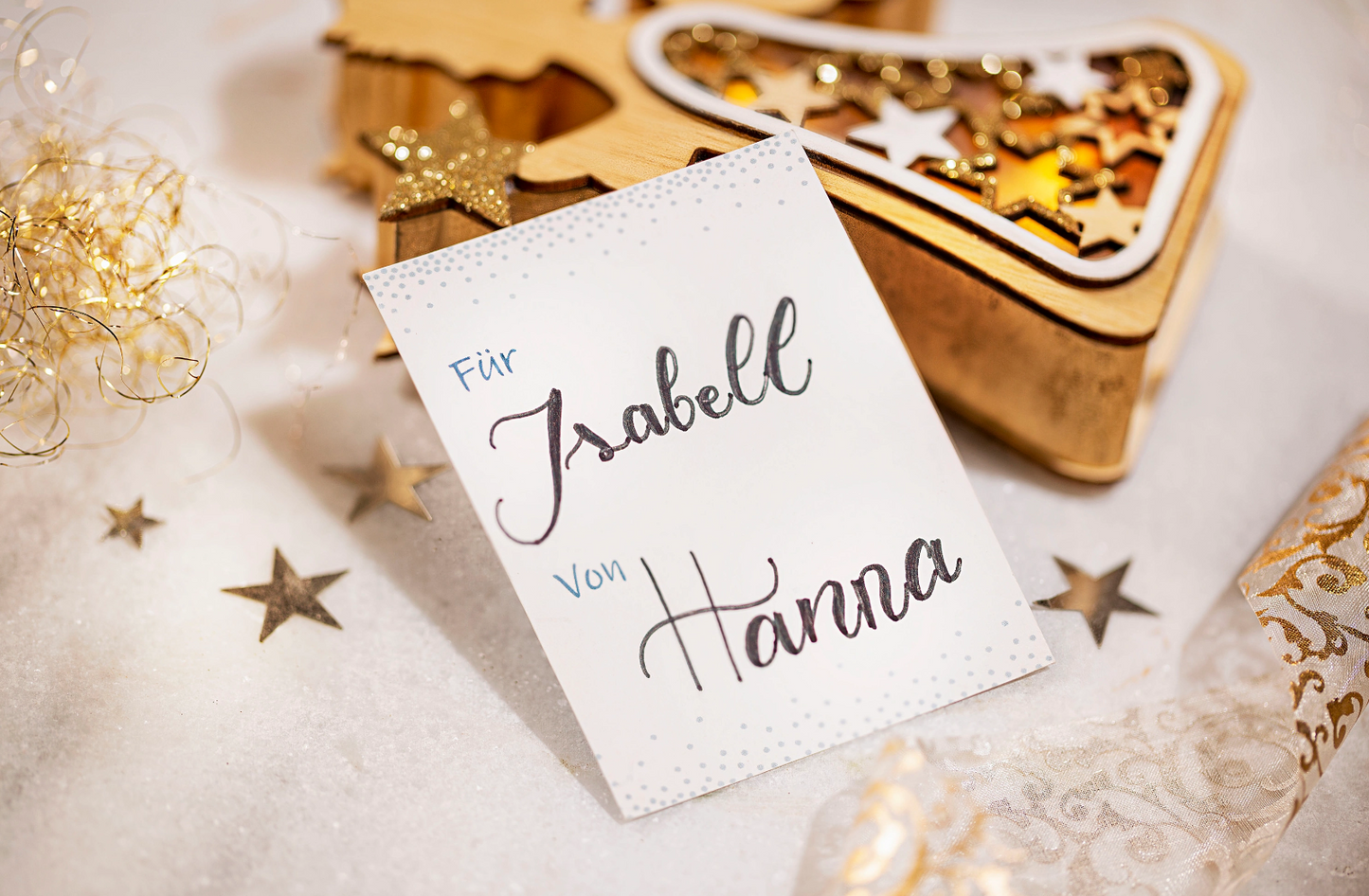 LED-Geschenkset "Wunschengel" mit Geschenkbox Holzengel Geschenk Timer-Funktion